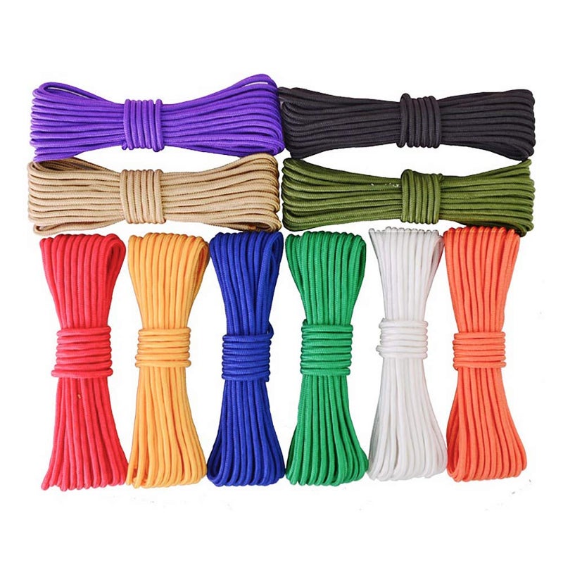 Yimaa 10 Pack Paracord 550 Assorted Colors Paracord Bracelet String Rope Outdoor Parachute Cord for DIY Manual Braiding, Lanyards, Keychain, Carabiner, Camping, 10 Colors 10 Feet - Image 4